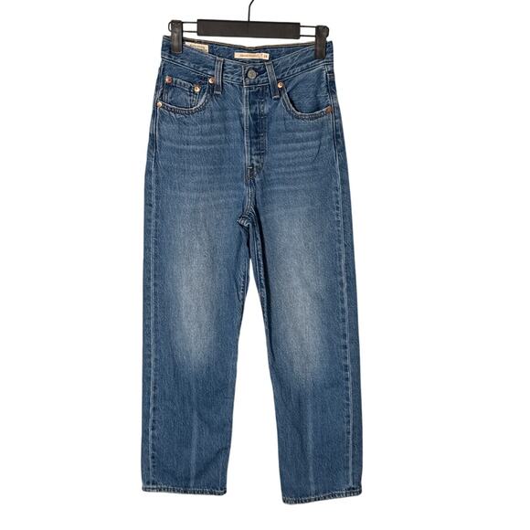 Levi's Ribcage Straight Women's Ankle Jeans in At The Ready Medium Wash Sz 24 - Picture 4 of 14